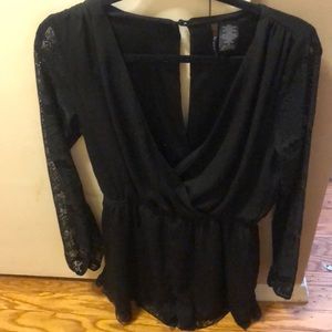 Black long sleeve romper